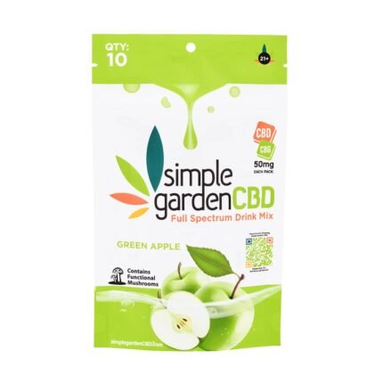 500mg CBD & CBG Full Spectrum Drink Mix Powder – Green Apple (10 Count)